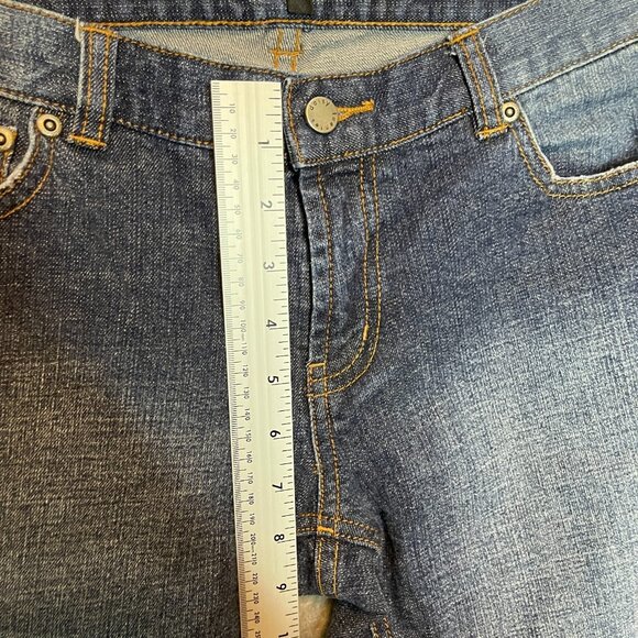 Women Y2K Hip Hop Rhinestone Indigo Low Rise Stretch Bootcut Flare Denim Jean 4P - Picture 7 of 11